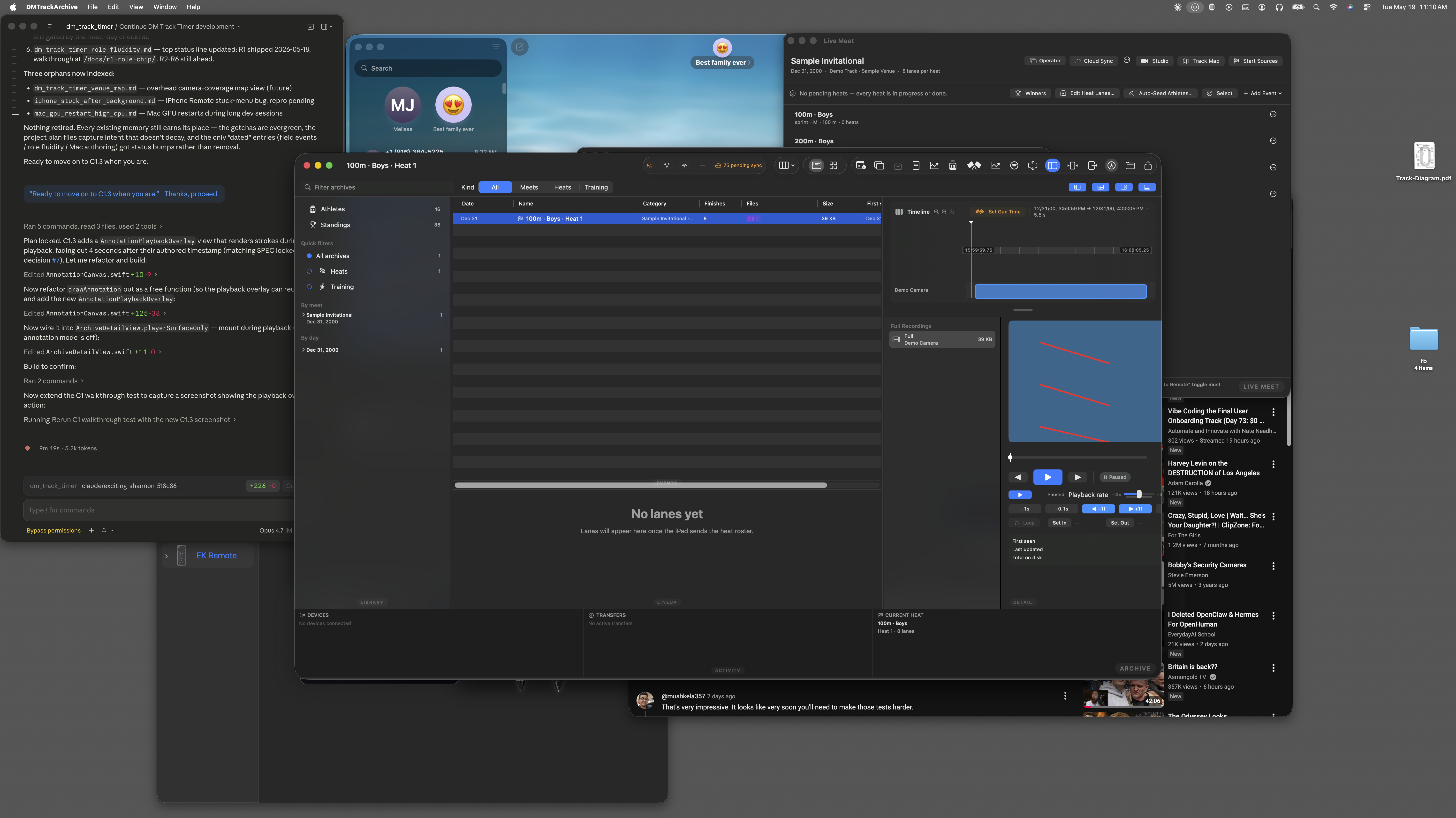 The Mac archive after exiting annotation mode. The three red strokes are still visible on the player surface but the floating chrome (palette + slider + count) is gone — the playback overlay has taken over rendering.